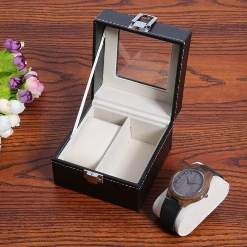 Watch case Mini storage holder High - end watch case PU watch display box gift box transparent cover watch portable case box