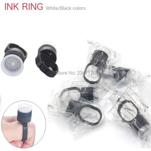 Tattoo Ink Black/white Cap Pigment Ring Cup With Sponge Kits Permanent Makeup Plastic Ring/Ink Tattoo Cups Set Tattoo Supplies