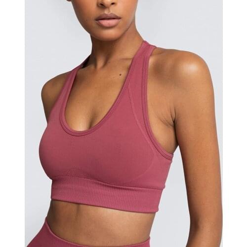 CretKoav Seamless Sport Bras Removable Pads Brassiere Gathering Chest Shock Absorption Fitness Bra Quick-Drying Yoga Bra Vest