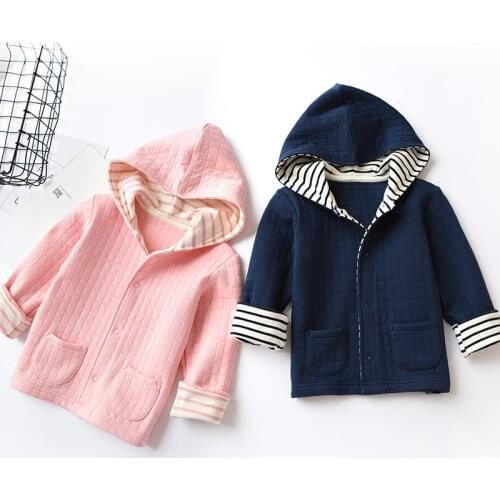 Childrens pure cotton air layer hooded jacket