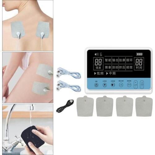Dual Channel Tens Unit Rechargeable Electronic Pulse Massager Neck Muscle Pain Therapy Body Relax Backlit LCD Display