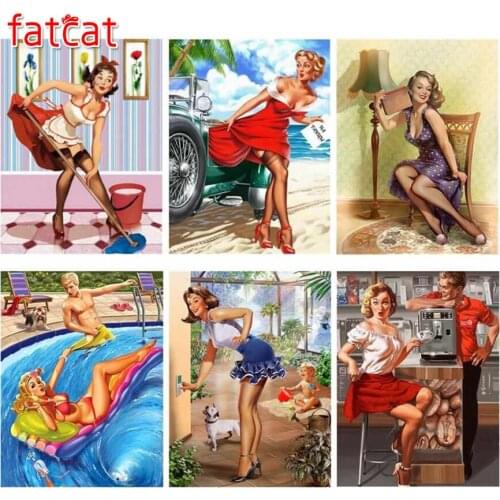 FATCAT 5d diy diamond painting sexy woman life full square round drill diamond embroidery noble girl home decoration AE1782