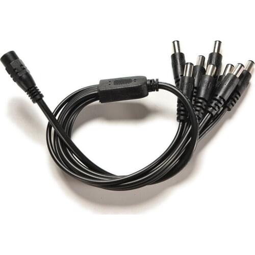Cable Pigtails with 8 Port for Security Camera New DC 12V 1 Female to 8 Male Plug Connector Power Supply Adapter