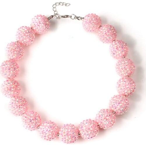 Girl Love Pink Shambhala Bead Strand Short Necklace Kids Birthday Gift Baby Fancy Dress Matched Child DIY Jewelry WX1883