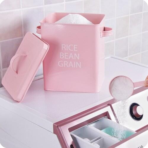Rice Storage Box Snacks Covered Washing Powder Bucket Multifunction Household Accessories Powdered Rice Barrel Spoon Household