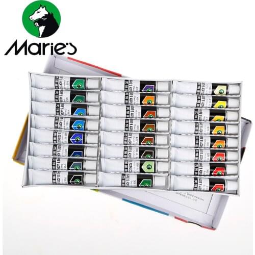 Maries 24 Color 12ml Acrylic Paint Waterproof Textile Painted Wall Pigment Art Supplies DIY Textile Paint
