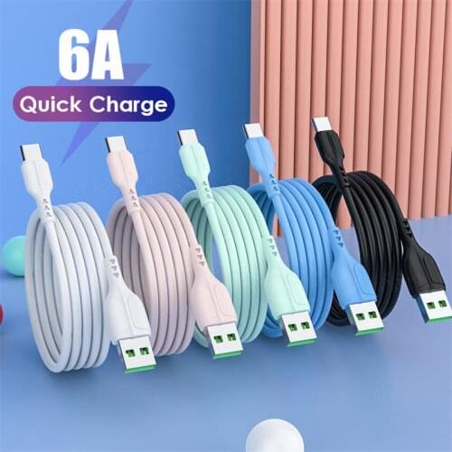 6A Liquid Silicone USB Type C Micro Cable For Huawei Samsung Xiaomi Mobile Phone Fast Charging Charger USBC Wire Data Cord 1M/2M
