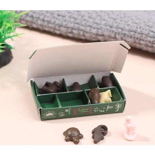 1Set Cute 4.5*3*1cm Dollhouse Miniature Mini Cartoon Chocolate Model Play Kitchen Food Toy