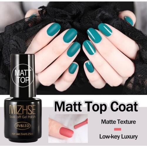 MIZHSE 7ML Matt Top Matt Nail Polish Lacquer Matte Gel Polish Top Gel Nail Mat Vernis Matte Top Coat UV Gel Nail Primer Top Gel