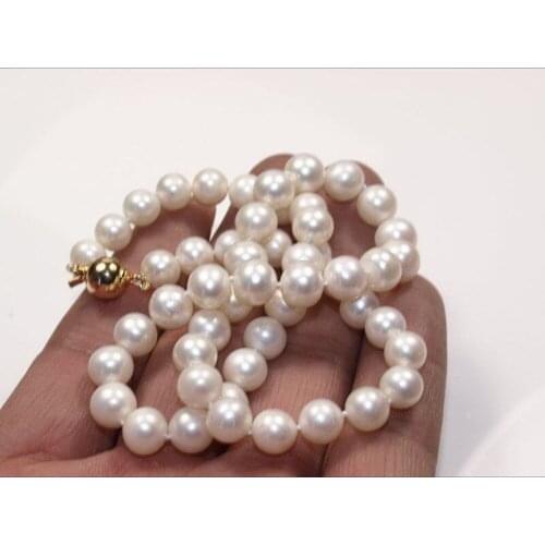 Fashion AAA 9-10mm Natural white south sea pearl necklaces 18 inches