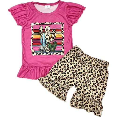Fashion Girls Baby Clothes Short Sleeve Red Tunic Top Leopard Short Pants Summer Kids Wear