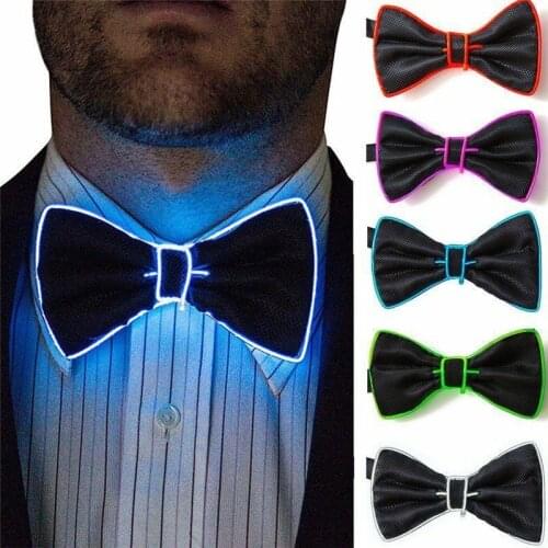 Fashion Noverty Men LED Copper Wire Necktie Luminous Bow tie Flashing Light Up Bow Tie For Club Party