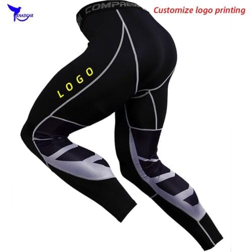Men Compression Running Leggings Mesh Patchwork Training Pants Quick Dry Stretch Gym Fitness Tights Sportswear Trousers Custom
