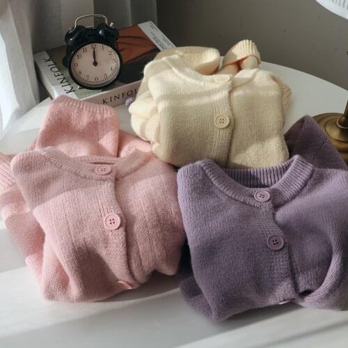 Soft Warm Sweater Cardigan Single Breasted Crew Neck Solid Color Versatile Sweater Knitted Cardigan Winter Student Coat
