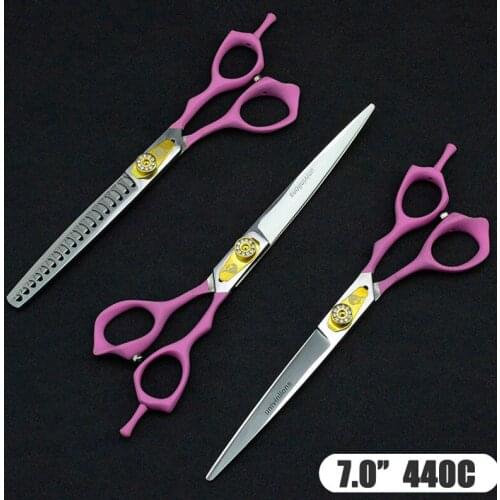 7" Pet Dog Gromming Scissors Kit Pet Cutting Scissors for Dog High Quality Straight & Thinning & Curved Scissors Stainless Steel
