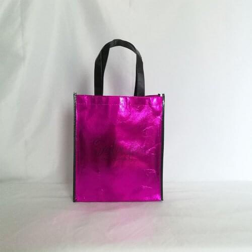 Wholesales 100pcs custom logo Metallic PP Non Woven Fabric Luxury bags for Present Wrapping Supply Event Festival Party Favors