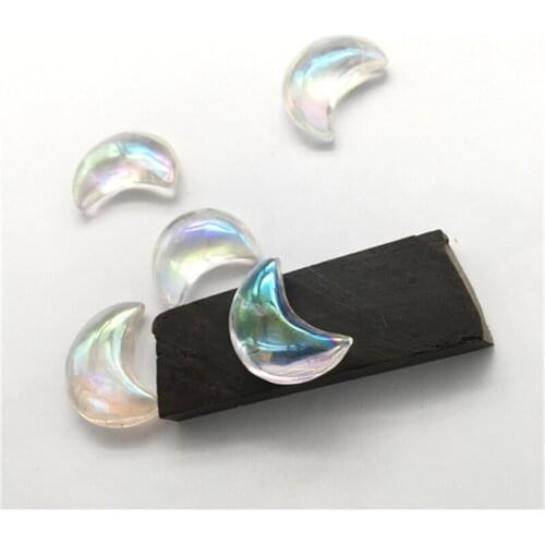 Wholesale Natural Crafts Carved Angel Aura Crystal clear quartz Moon for Decorations