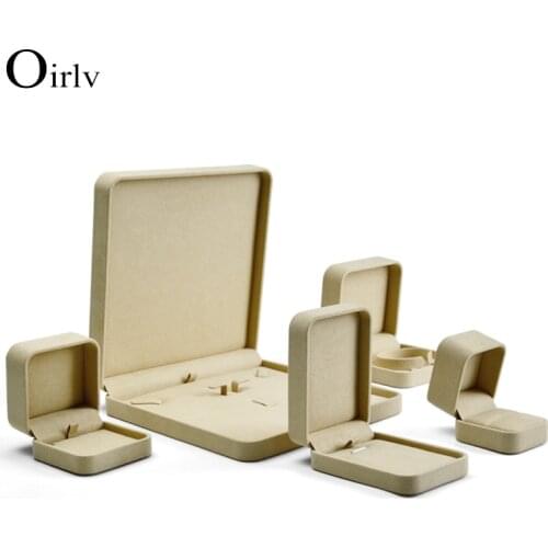 Oirlv Jewelry Gift Box high-quality Microfiber Amlond color Jewelry Packaging Ring long chain Necklace box Series