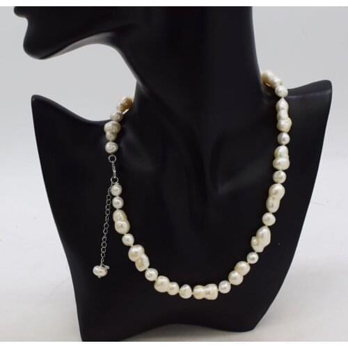 Freshwater pearl WHITE baroque 8-20mm necklace 17inch FPPJ wholesale beads nature FOR GIFT unique shape