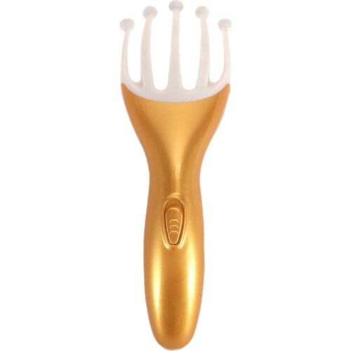 1Pcs Golden Five Finger Relax Massager Electric Steel Ball Scalp Massager Release Stress Handheld Relaxation Comb