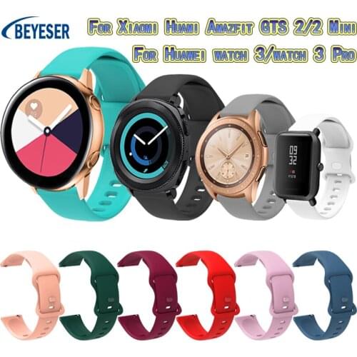 20 22mm Silicone Watchband For Huami Amazfit GTS2/2 Mini Breathable Replacement Bracelet Wristband for For Huawei watch 3/3Pro