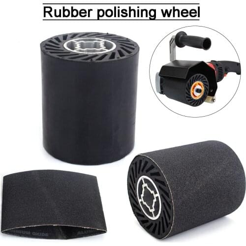 90mm*100mm Rubber Polishing Drum Wheel Sanding Sleeves Adapter with Sanding Belt For Wire Drawing Polisher Machine Metalworking
