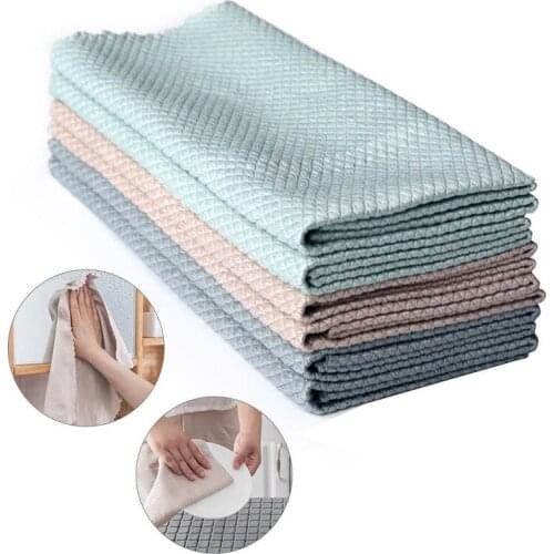 3PCS Wipe Glass Fish Scale Cleaning Cloth Soft Durable Water-absorbing Kitchen Degreasing Cleaning Cloth hot sale