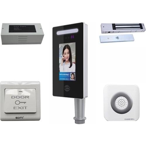 7Inch Android Face Time Attendance Door Lock Access Control System with Kits Power Supply Magnetic Lock Exit Button Doorbell