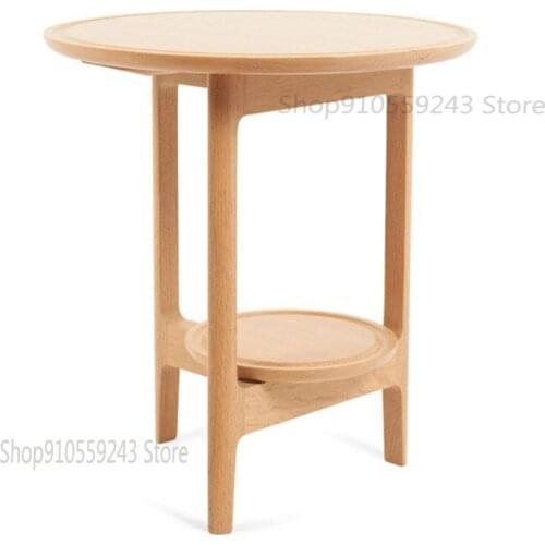 Nordic Solid Wood Small Coffee Table Sofa Side Table Living Room Round Table Bedroom Bedside Table Creative Corner Table Simple