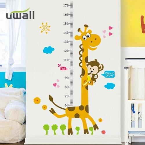 Creative Cartoon Giraffe Height Wall Stickers Child Bedroom Kids Room Decoration Home Decorations Animals Self Adhesive Sticker