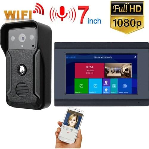 Mountainone One to One Wired Wifi Video Door Phone Doorbell Hands-free Intercom with 1080P Camera Rainproof 7 inch LCD Monitor