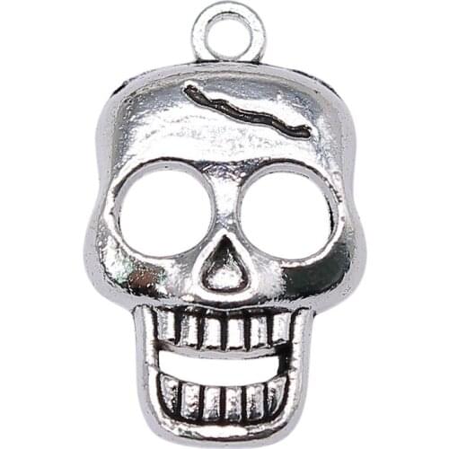 WYSIWYG 10pcs 23x12mm Antique Silver Color Skull Charm Pendants Skull Pendants Skull Pendants For Jewelry Making