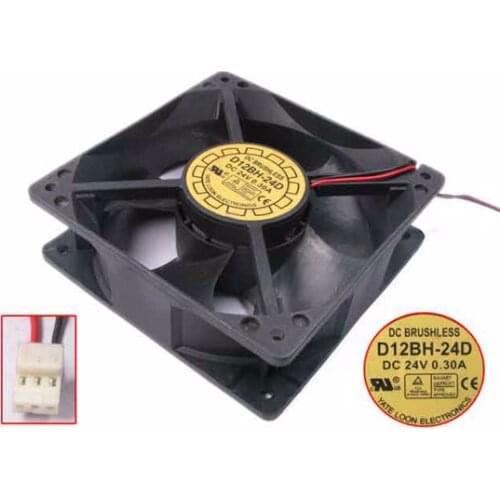 Yate Loon D12BH-24D DC 24V 0.3A 120x120x38mm 2-Wire Server Cooling Fan