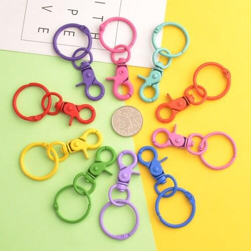 24 Colors Lobster Clasps Hooks Keychain Heart Color Spray Paint Key Chain Key Rings For DIY Jewelry Making Keychain Findings