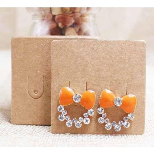 100pcs Diy blank stud/drop earring packing card kraft/black cardboard small cute earring products package card 5*5cm