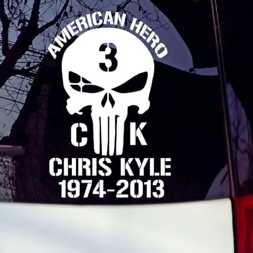 2pcs American Hero Chris Kyle 1974-2013 Funny Sticker Skull Cool JDM Truck Decals 14x9cm