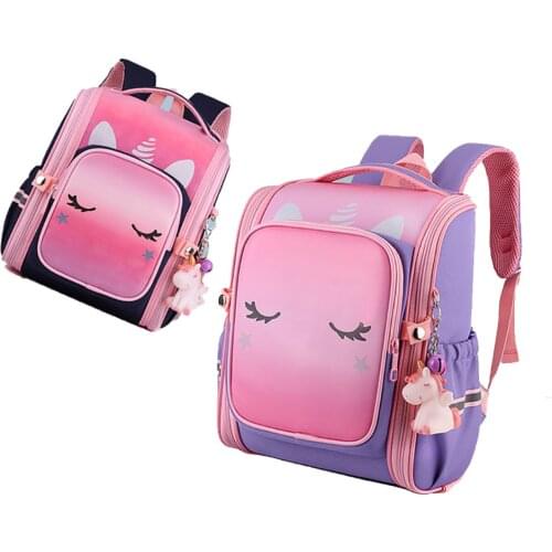 2021 Pupils Unicorn Schoolbag Large and Small Capacity Foldable Space Primary Kindergarten Backpacks for Children Shoulders Bags