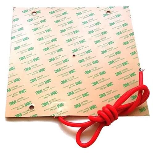250*250*1.5mm heat bed for 3d printer 24v 350w adhesive 1side 100k thermistor 4mm hole center 8mm holes corner 1000mm lead