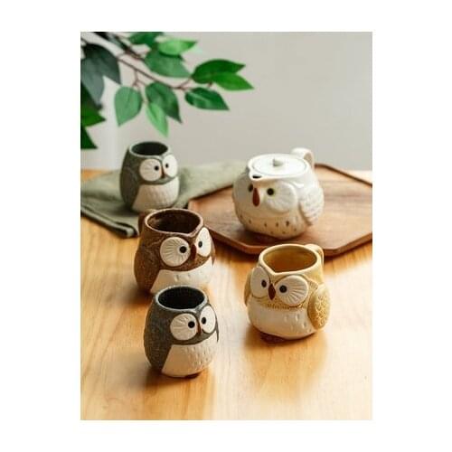 300ML Japanese Ceramic owl Lovers for glass mugs New Year gift packaging independently Childrens Milk Cup