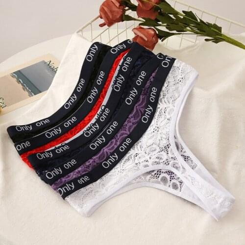 5pcs Sexy Sports Thongs Underwear For Women Female T-back G-string Underpants Ladies Lace Intimates Panties For Woman BANNIROU