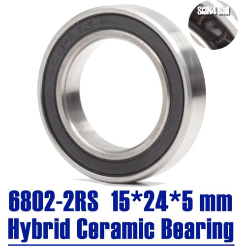 6802 Hybrid Ceramic Bearing 15x24x5 mm ABEC-1 ( 1 PC ) Bicycle Bottom Brackets & Spares 6802RS Si3N4 Ball Bearings