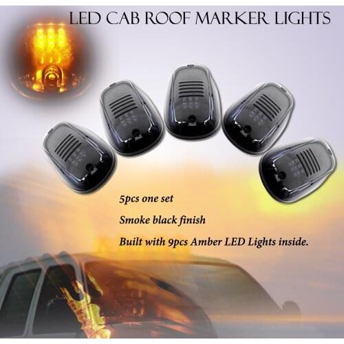 9 LEDs Cab Roof Top Running Marker Light Lamp for 4x4 / Off-Road / SUV / Crossover /Jeep/RV/Offroad/Pickup truck vehicle Smoke