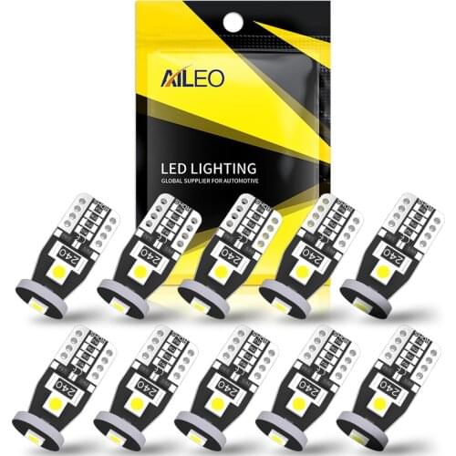 AILEO 10Pcs T10 LED Lights 3030 SMD W5W LED Bulb Canbus No Error Car Interior Lighting Automotive Dome Lamp White Blue Yellow