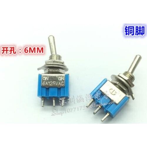 Free shipping 50pcs/lot Blue MTS-102 3-Pin 6MM Mini SPDT ON--ON 6A 125VAC Toggle Switches best quality