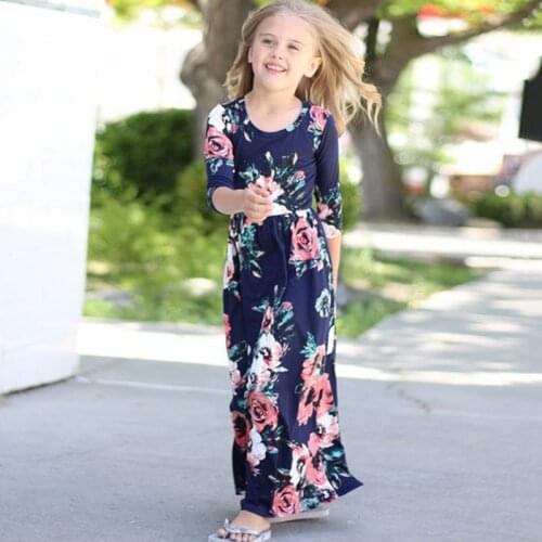 Kids Long Bohemia Maxi Dresses For Girls Clothes Teen Sundress Baby Girl Birthday Party Floral Dress Childrens Beach Clothing