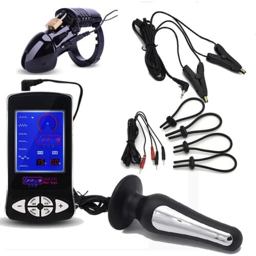 Electro Shock Pluse Anal Butt Plug Penis Ring Massage Nipple Clamps Electric CB6000 Cock Cage Medical Themed Sex Toys For Men