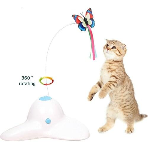 Electric Rotating Butterfly Cat Toy Plastic Funny Pet Interactive Training Cat Scratch Toy Cat Teaser For Pet Cat Kitten 20*18.5