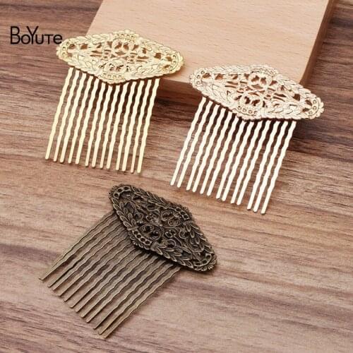BoYuTe (10 Pieces/Lot) 60*65MM Metal Brass Filigree Flower Hair Comb Tiara Diy Bridal Wedding Hair Jewelry Accessories
