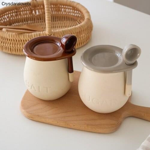 Ceramic Spice Jar Salt Sugar Cans Seasoning Container Condiment Organizer Spice Container Large Capacity Kitchen Tools