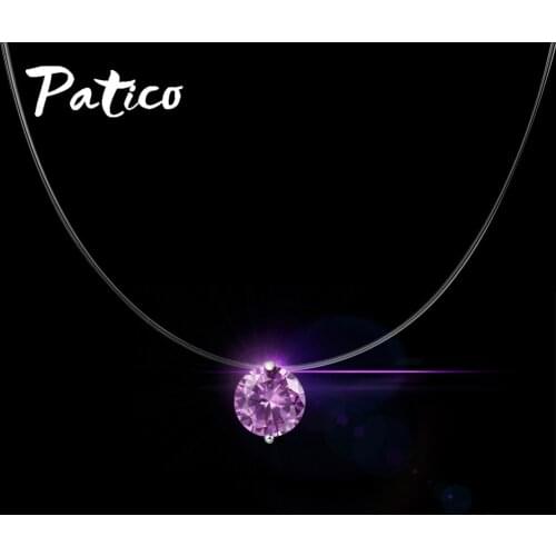 Latest Fashon Transparent Fishing Line Necklace Clear Zircon Pendant Sparkling Choker Necklace Hot Selling Women Jewelry